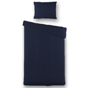 Dekbedovertrek Katoen-Satijn - Satijnstreep - Donkerblauw - Eenpersoons (140x200 Cm) - Blauw Katoen-satijn Katoen - Strepen - Presence - Dekbed-Discounter.nl