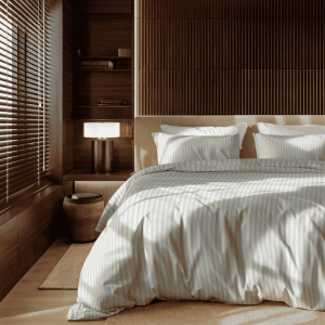 Dekbedovertrek Katoen-Satijn - Satijnstreep - Lits-Jumeaux (240x220 Cm) - Wit Katoen-satijn - Strepen - Presence - Dekbed-Discounter.nl