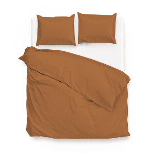 Dekbedovertrek Katoen-Satijn - Satinado - Cognac Brown - Eenpersoons (140x200 Cm) - Bruin Katoen-satijn - Effen - Zo!Home - Dekbed-Discounter.nl