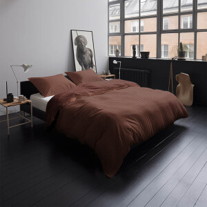 Dekbedovertrek Katoen-Satijn - Terracotta - Eenpersoons (140x200 Cm) - Bruin Katoen-satijn Katoen - Strepen & Hotel Luxe - McGregor - Dekbed-Discounter.nl