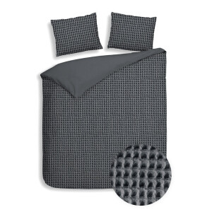 Dekbedovertrek Katoen Vafala - Grijs - Eenpersoons (140x200 Cm) - Grijs Katoen - Effen - Heckett Lane - Dekbed-Discounter.nl