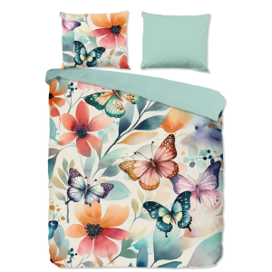 Dekbedovertrek Katoen - Vallee - Eenpersoons (140x200 Cm) - Meerkleurig Katoen - Bloemen & Dieren - Good Morning - Dekbed-Discounter.nl