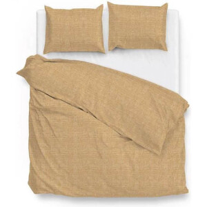 Dekbedovertrek Lino Katoen - Ochre Yellow - Eenpersoons (140x200 Cm) - Geel Katoen - Effen - Zo!Home - Dekbed-Discounter.nl