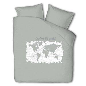 Dekbedovertrek Map Of Dreams Tweepersoons (200x200 Cm) Grijs Polyesterkatoen Landschap Luna Bedding - Overtrek - 200x200 Cm (Tweepersoons) - Luna - Dekbed-Discounter.nl
