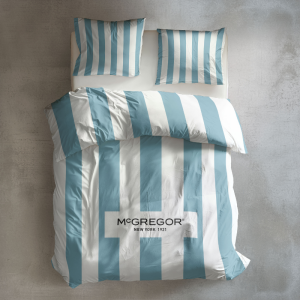 Dekbedovertrek McGregor - Classic Lichtblauw - Lits-Jumeaux (240x220 Cm) - Blauw & Wit Katoen Microvezel - Strepen & Hotel Luxe - McGregor - Dekbed-Discounter.nl