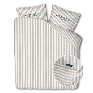 Dekbedovertrek McGregor - Katoen - Taupe - Lits-Jumeaux (240x240 Cm) - Taupe & Wit Katoen - Strepen & Hotel Luxe - McGregor - Dekbed-Discounter.nl