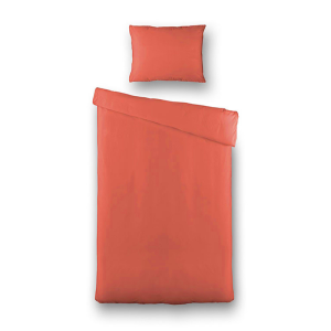 Dekbedovertrek Percale-Katoen - Uni - Koraal - Eenpersoons (140x200 Cm) - Rood Percale Katoen Katoen - Effen - Presence - Dekbed-Discounter.nl