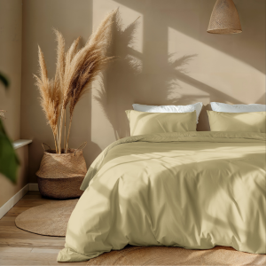 Dekbedovertrek Percale-Katoen - Uni - Licht Geel - Eenpersoons (140x200 Cm) - Geel Percale Katoen Katoen - Effen - Presence - Dekbed-Discounter.nl