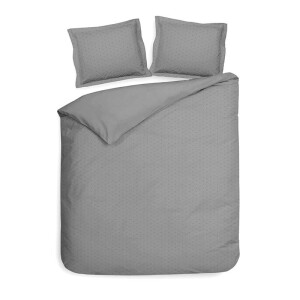 Dekbedovertrek Punto Katoen-Satijn - Grijs - Lits-Jumeaux (240x220 Cm) - Grijs Katoen-satijn - Stippen - Heckett Lane - Dekbed-Discounter.nl