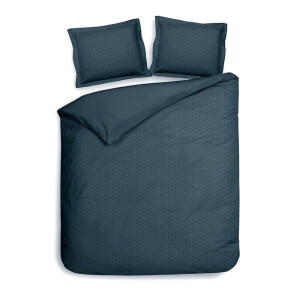 Dekbedovertrek Punto Katoen-Satijn - Marine Blauw - Lits-Jumeaux XL (260x200 Cm) - Blauw Katoen-satijn - Stippen - Heckett Lane - Dekbed-Discounter.nl