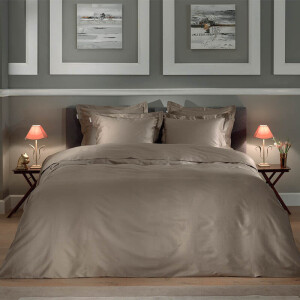 Dekbedovertrek Punto Katoen-Satijn - Taupe - Lits-Jumeaux (240x220 Cm) - Taupe Katoen-satijn - Stippen - Heckett Lane - Dekbed-Discounter.nl