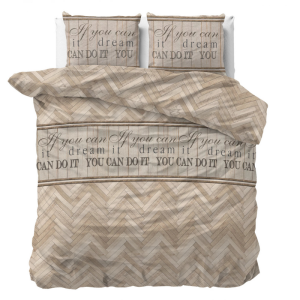 Dekbedovertrek You Can Do It - Tweepersoons (200x200 Cm) - Wit Polyester-katoen - Patroon - Sleeptime Elegance - Dekbed-Discounter.nl