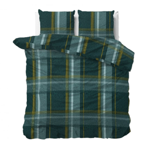 Dekbedovertrek Zion - Lits-Jumeaux (240x220 Cm) - Groen Polyester-katoen - Ruiten - Sleeptime Elegance - Dekbed-Discounter.nl