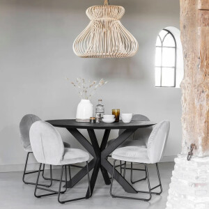 DTP Home Ronde Eettafel 'Shape' Teakhout, 130cm, kleur Zwart