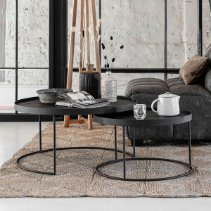 DTP Home Salontafel 'Mercurius' Teakhout, Set van 2 stuks, kleur Zwart