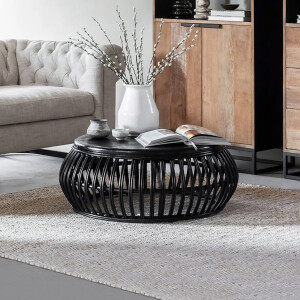 MUST Living Salontafel 'Positano' Rotan, 90cm, kleur Zwart