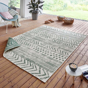 Dubbelzijdig Buitenkleed Biri - Groen Crème 150x80cm - Polypropyleen - Dekbed-Discounter.nl