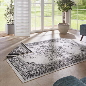 Dubbelzijdig Buitenkleed Borbon Zwart 200x290 Cm Laagpolig NORTHRUGS - Dekbed-Discounter.nl