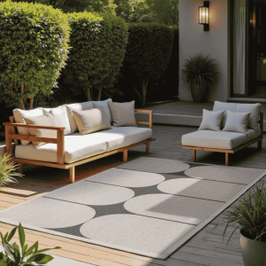 Dubbelzijdig Buitenkleed Bowen Zwart Wit 120x170 Cm Laagpolig NORTHRUGS - Dekbed-Discounter.nl