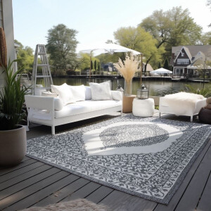 Dubbelzijdig Buitenkleed Meekly Wit Grijs 200x290 Cm Laagpolig Elle Decoration - Dekbed-Discounter.nl