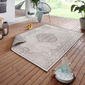 Dubbelzijdig Buitenkleed Triomphe - Grijs Crème 150x80cm - Polypropyleen - Dekbed-Discounter.nl