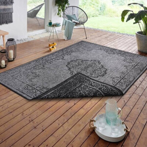 Dubbelzijdig Buitenkleed Triomphe Zwart 240x340 Cm Laagpolig NORTHRUGS - Dekbed-Discounter.nl