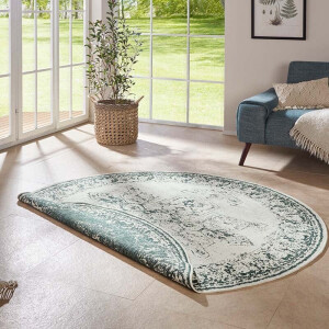 Dubbelzijdig Rond Vloerkleed Borbon Groen Ø 140 Cm Laagpolig NORTHRUGS - Dekbed-Discounter.nl