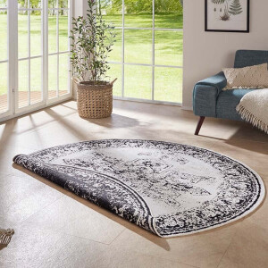 Dubbelzijdig Rond Vloerkleed Borbon Zwart Ø 140 Cm Laagpolig NORTHRUGS - Dekbed-Discounter.nl