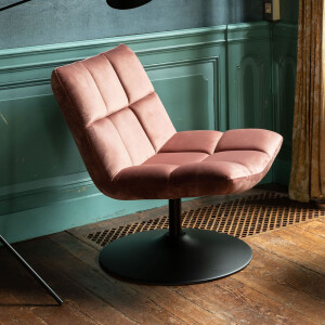 Dutchbone Fauteuil 'Bar' Velvet, kleur Roze