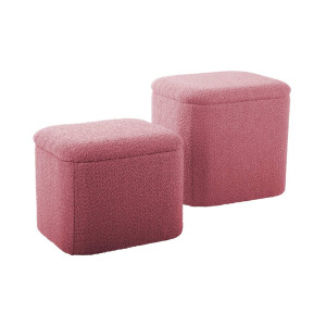 Set van 2 poefs Ada bouclé met opbergvak | LEITMOTIV
