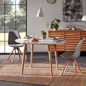 Kave Home Uitschuifbare Ovale Eettafel 'Oqui' 120 - 200 x 90cm, kleur Wit