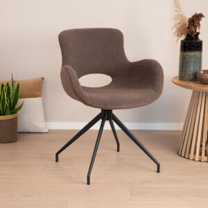 Tower Living Draaibare Eetkamerstoel 'Campo' Teddy, kleur Donkerbruin