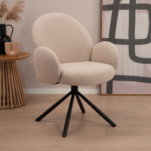 Tower Living Draaibare Eetkamerstoel 'Imola' Bouclé, kleur Beige