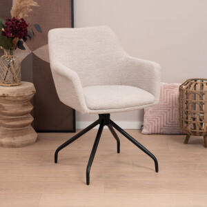 Sohome Draaibare Eetkamerstoel 'Lori' Bouclé, kleur Naturel