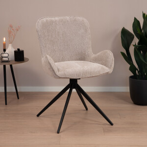 Tower Living Draaibare Eetkamerstoel 'Sora' Chenille, kleur Zand