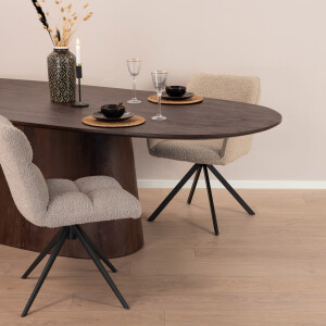 Eleonora Ovale Eettafel 'Aron' Mangohout, kleur Bruin, 250 x 110cm