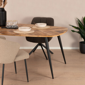 Sohome Eettafel 'Naomi' Deens ovaal, Mangohout, 200 x 110cm, kleur Naturel