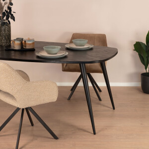 Sohome Eettafel 'Naomi' Deens ovaal, Mangohout, 200 x 110cm, kleur Zwart