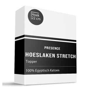 Topper Hoeslaken - Egyptisch Katoen Stretch - Wit - 190x200 cm - Wit - Presence - Dekbed-Discounter.nl