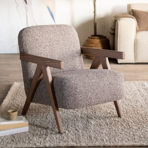 Eleonora Fauteuil 'Francis' Grove Bouclé, kleur Taupe