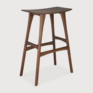 Ethnicraft Barkruk 'Osso' Gevernist Teakhout, kleur Bruin (zithoogte 78cm)