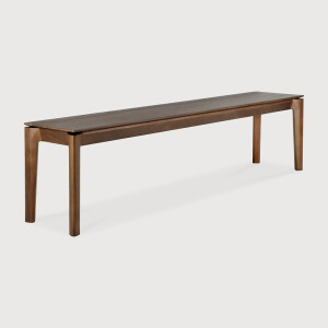 Ethnicraft Eetkamerbank 'Bok' Gevernist Teakhout, 186cm, kleur Bruin