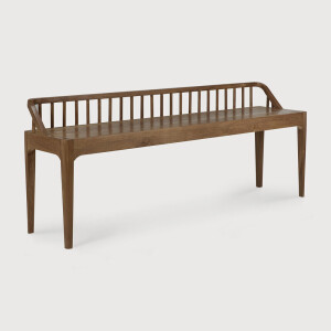 Ethnicraft Eetkamerbank 'Spindle' Gerecycled Teakhout, 150cm, kleur Bruin