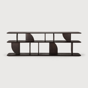 Ethnicraft Sidetable 'Geometric' Gevernist Teakhout, 210cm, kleur Donkerbruin