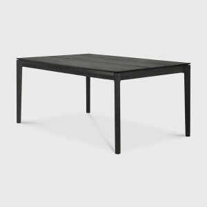 Ethnicraft Uitschuifbare Eettafel 'Bok' Gevernist Eikenhout, 200/300 x 100cm, kleur Zwart