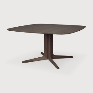 Ethnicraft Vierkante Eettafel 'Corto' Gevernist Eikenhout, 150 x 150cm, kleur Bruin