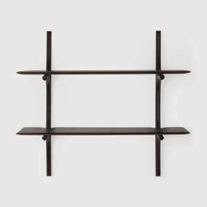 Ethnicraft Wandrek 'PI' Gevernist Mahoniehout, Met 2 planken, kleur Donkerbruin
