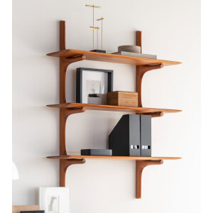 Ethnicraft Wandrek 'PI' Gevernist Mahoniehout, Met 3 planken, kleur Bruin