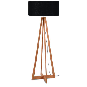 Good&Mojo Vloerlamp 'Everest' Bamboe en Eco linnen, kleur Zwart