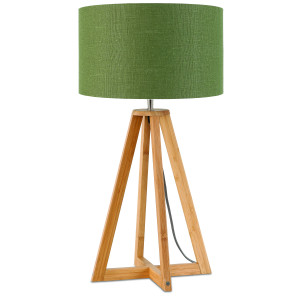Good&Mojo Tafellamp 'Everest' Bamboe en Eco linnen, kleur Groen